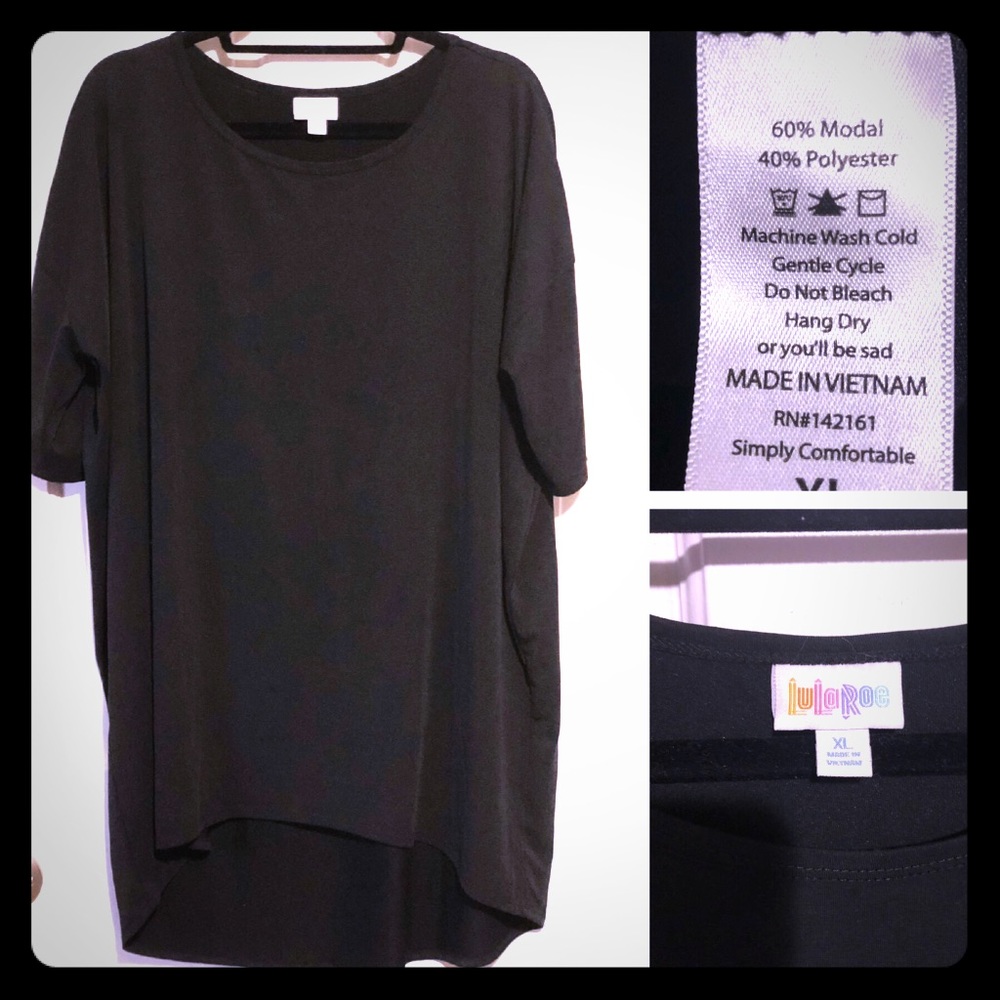 LuLaRoe XL Black Modal Irma BNWOT